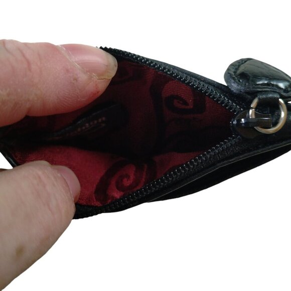 Brighton Black Leather Zip Coin Change Purse ID Credit Card  Holder Heart - Picture 4 of 5